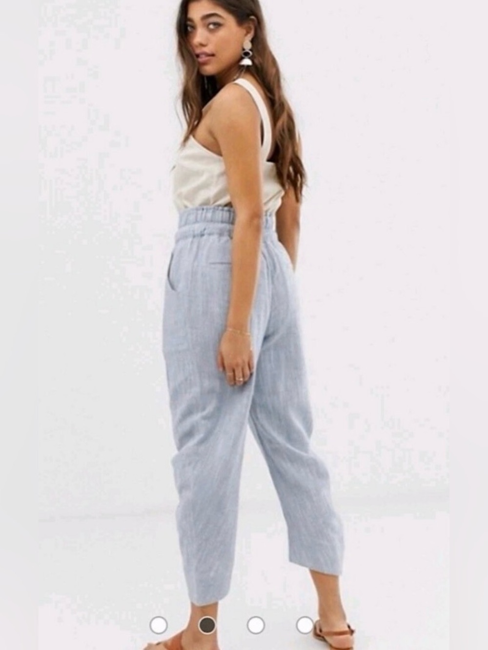 Free People Paradise Linen Blend Chambray Ankle/Crop Pants Size XS Coastal Beach - Picture 5 of 15